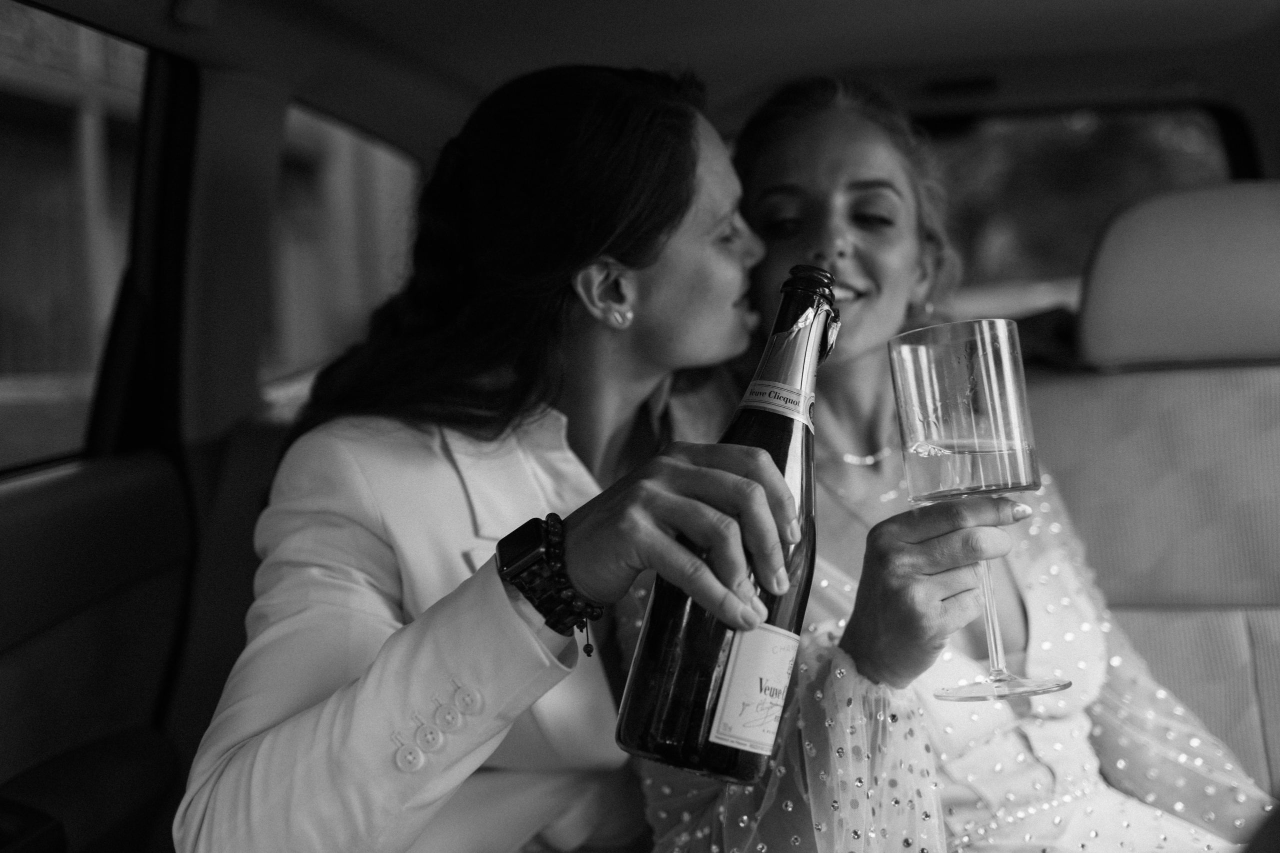 Queer femme wedding - cheers